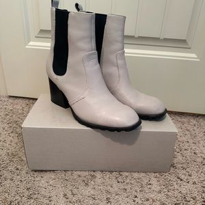 Naked feet white booties